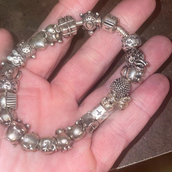 Silver fully loaded Pandora charm bracelet size 7.75 inches - Picture 9 of 11